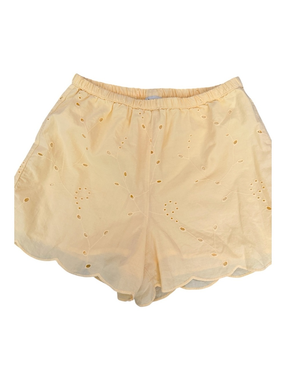 a new day butter yellow scalloped edge Eyelet Scallop Hem collegiate cozy beach